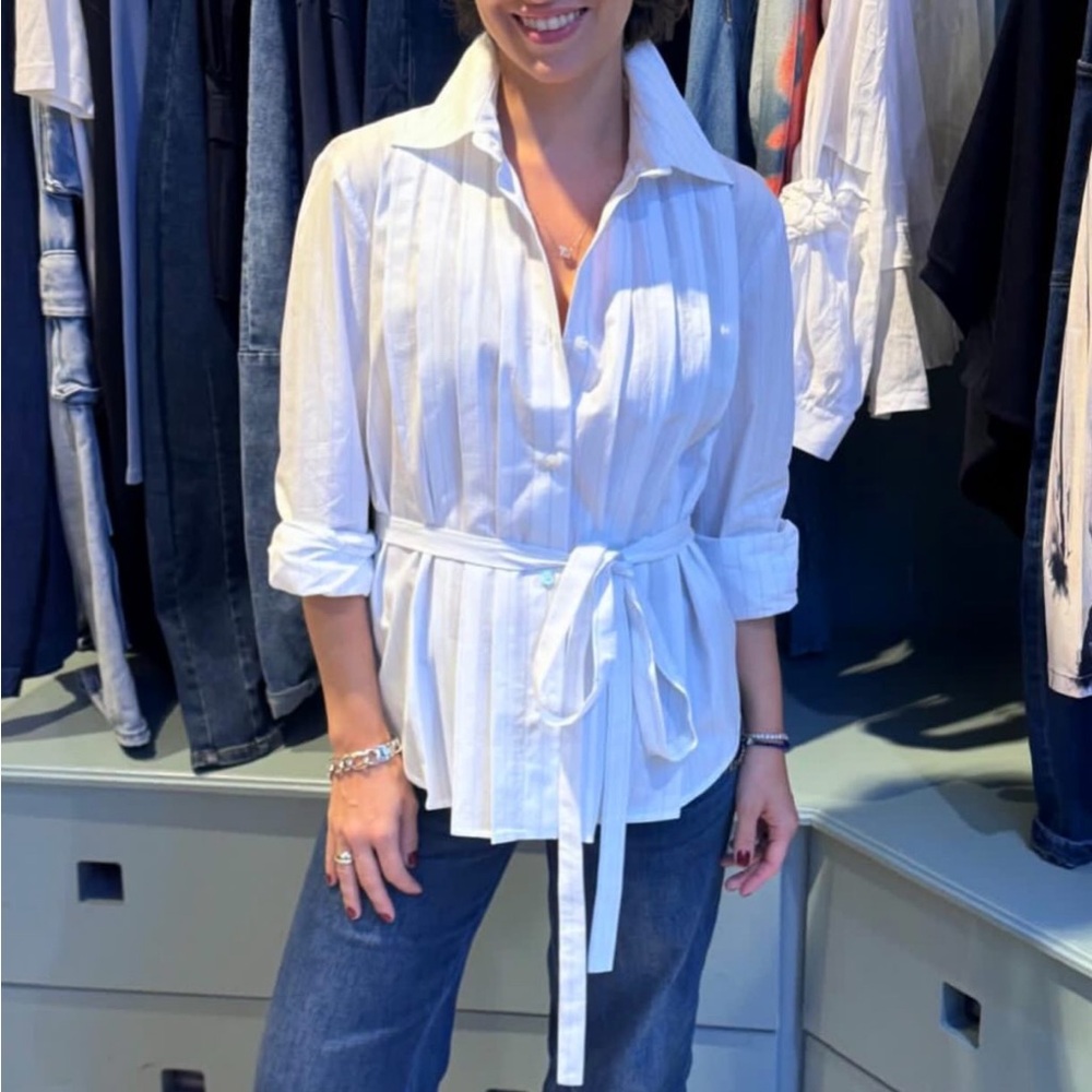 Liviana Conti Striped Wrap Tie Shirt